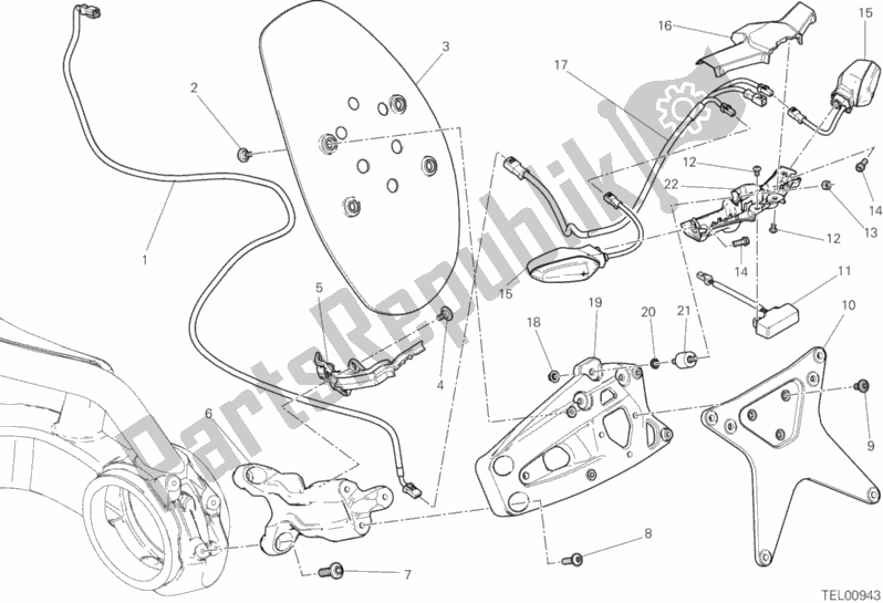 Todas as partes de 27a - Porta-placa do Ducati Diavel Xdiavel S Thailand 1260 2019